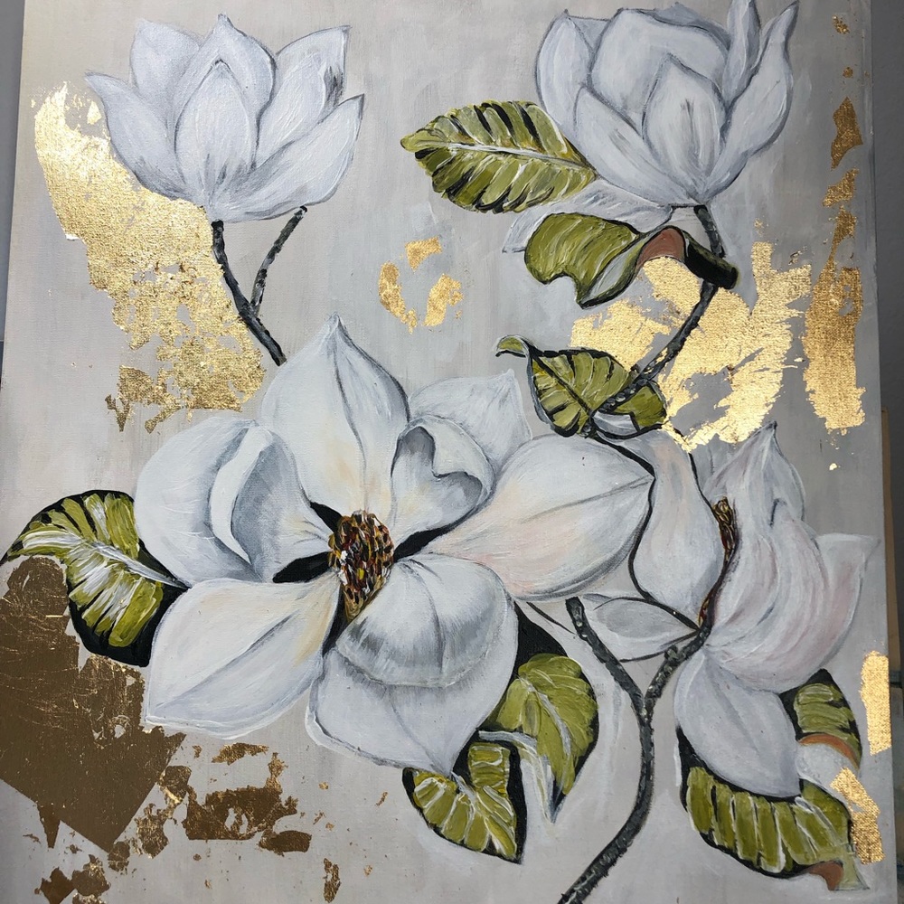 NEW Acrylic Painting Magnolias  Size 20x24 in